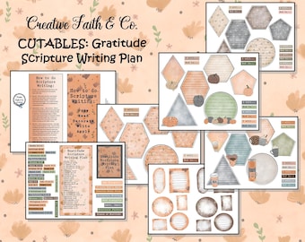 Gratitude Scripture Writing Plan - Bible Journaling Printable Devotion Kit (Creative Faith Cutables)