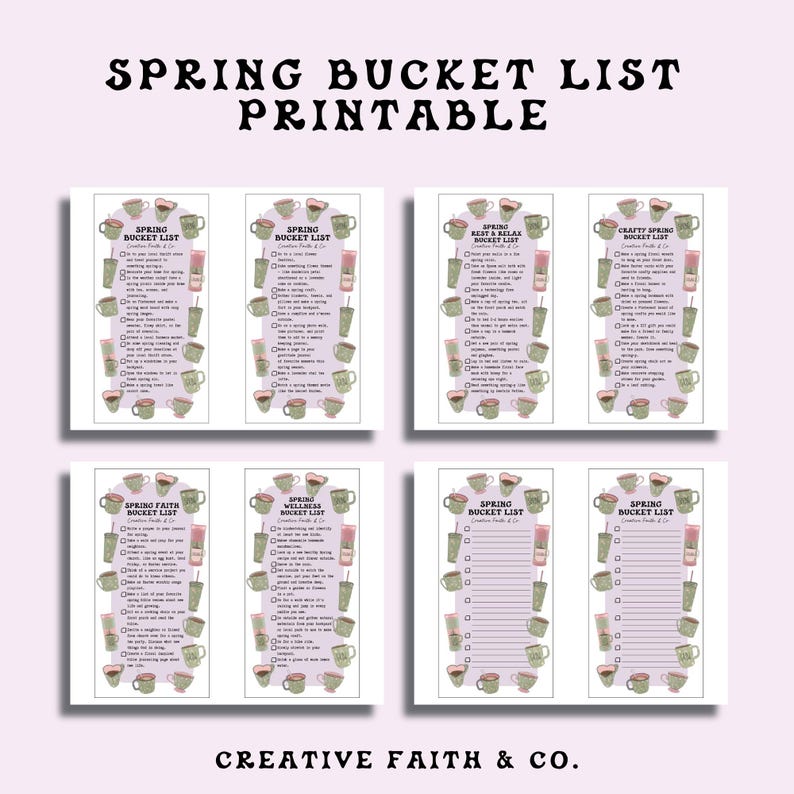 Spring Bucket List Visual Spring Bucket List Printable | Spring Planner Printable (creative Faith ...
