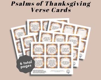 Psalms of Thanksgiving Printable Verse Cards 3x3 inches Fall Florals (Creative Faith Cutables)
