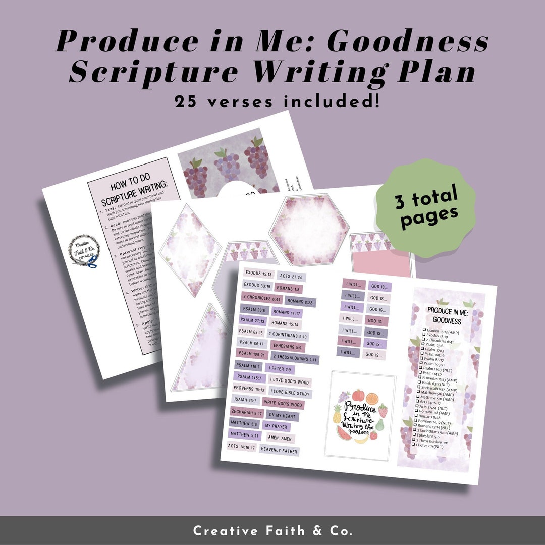 Scripture Writing Plan - Fruit of the Spirit: GOODNESS - Bible ...