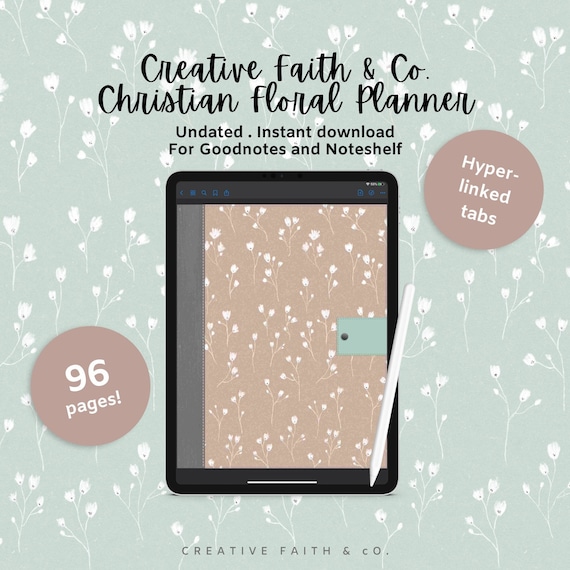 Undated Christian Floral Digital Planner | iPad Planner | Goodnotes Planner | Ultimate Digital Planner
