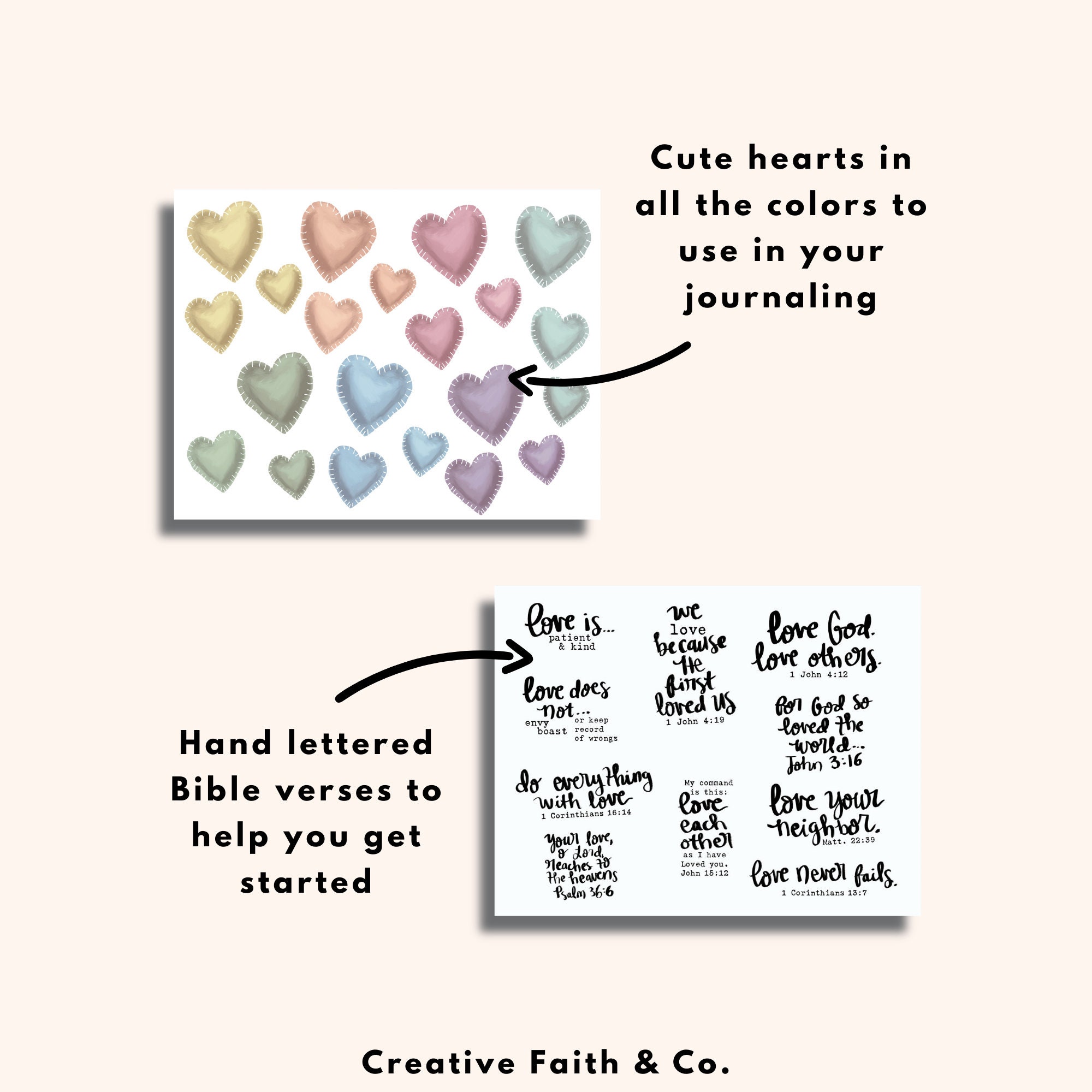 Hearts &amp; God's Love Printable creative Faith Cutables - Etsy