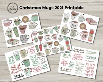 Christmas Mugs 2021 - Bible Journaling Printable Kit (Creative Faith Cutables)