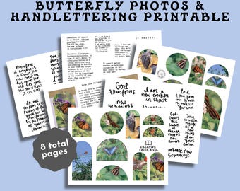 Butterfly Photos & Handlettering Printable | Bible Journaling Printable | Planner Printable | Faith Journaling Printable | Creative Faith