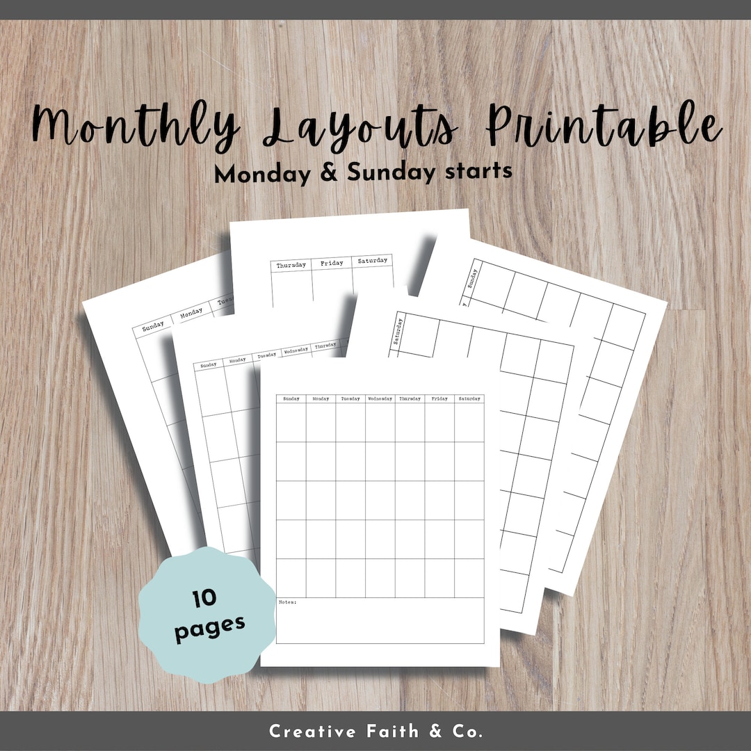Monthly Calendar Happy Planner Printable-agenda-printable Planner ...