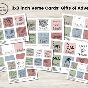 Geschenken van advent afdrukbare verskaarten 3x3 inch (Creative Faith Cutables)