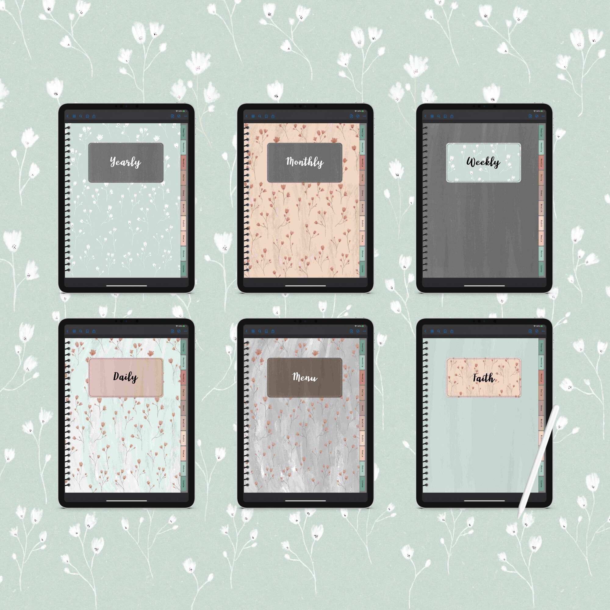 Undated Christian Floral Digital Planner | iPad Planner | Goodnotes ...