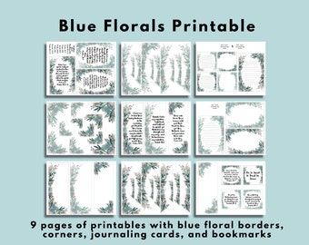 Blue Florals: Verses about Trusting God - Bible Journaling Printable (Creative Faith Cutables)
