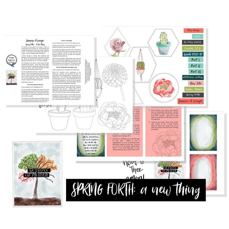 Bible Journaling Printable Devotion Kit Seasons of Prayer: Spring Forth Creative Faith Cutables image 1