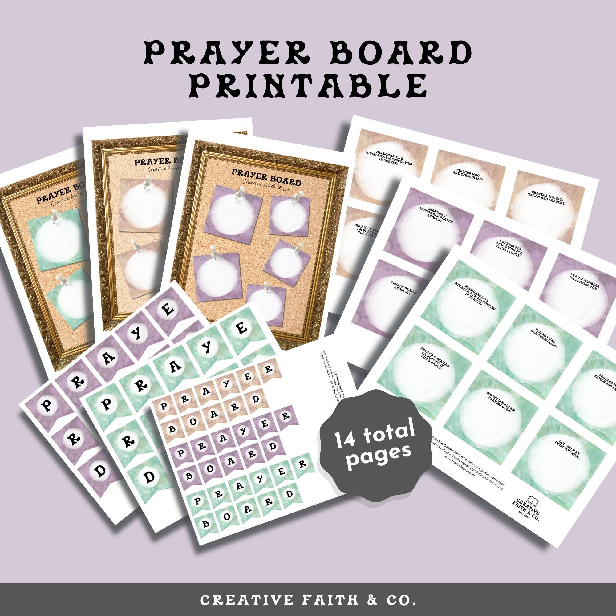 Prayer Board Printable | Prayer Cards | Vision Board for Faith Goals ...