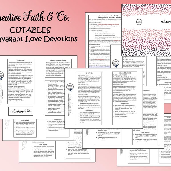 Bible Journaling Printable Devotion Journal Kit - Extravagant Love (Creative Faith Cutables)
