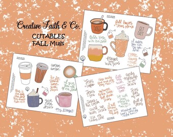 Bible Journaling Printable Kit - Fall Mugs (Creative Faith Cutables)
