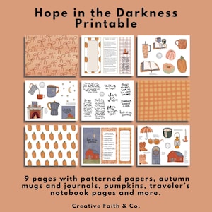Hope in the Darkness Bible Journaling Printable, Christian Fall Bible Study, Autumn Faith Pages, Scripture Journal Kit image 2