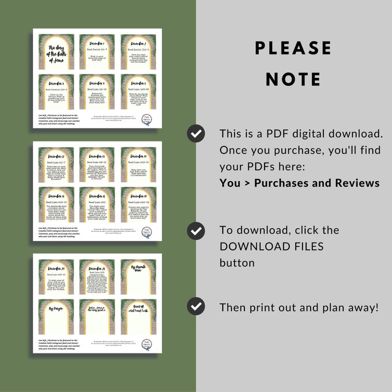 The Birth of Jesus Printable Verse Cards Advent Scripture - Etsy