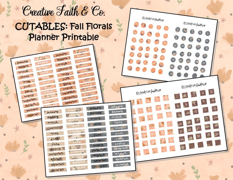 Fall Floral Decorative Planner Printable Calendar Happy | Etsy