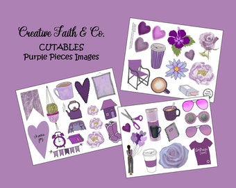 Bible Journaling Printable - Purple Pieces Images (Creative Faith Cutables)