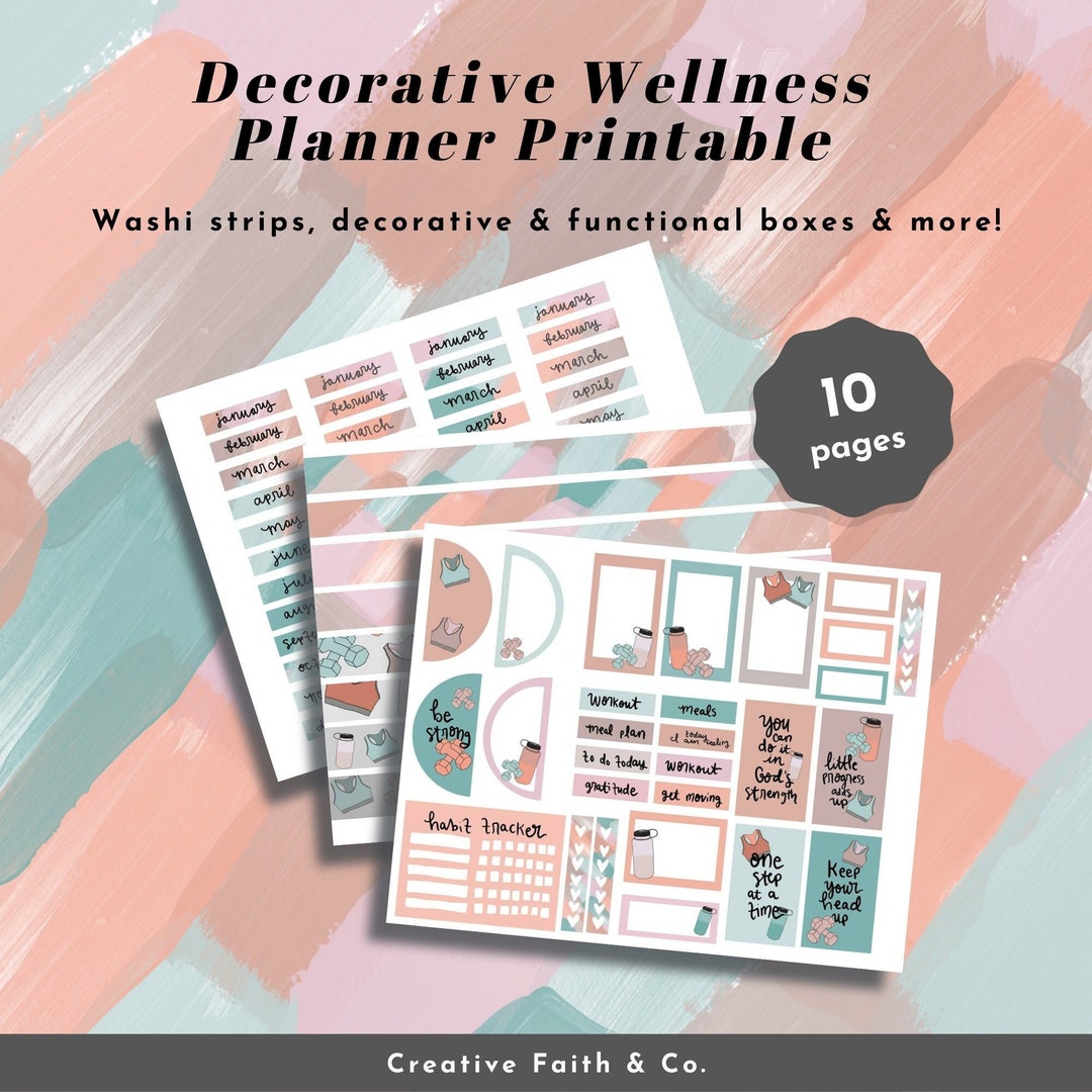 Wellness Decorative Planner Printable Calendar Happy Planner Printable ...