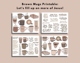 Brown Mugs - Bible Journaling Printable Kit (Creative Faith Cutables)