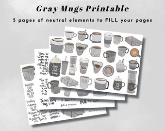 Gray Mugs - Bible Journaling Printable Kit (Creative Faith Cutables)