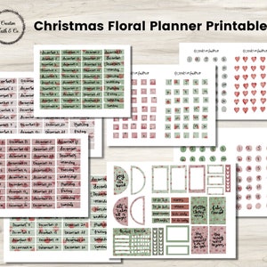 Christmas Floral Decorative Planner Printable- Calendar Happy Planner Printable-Agenda-Printable Planner Bundle