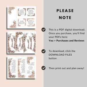 May include: Printable bookmarks with floral designs and inspirational Bible verses. The bookmarks feature a light brown background with a watercolor effect and a variety of floral elements in shades of brown, pink, and white. The text on the bookmarks is in a handwritten font and includes verses such as "Be still, and know that I am God" and "I have told you these things, so that your joy may be complete."
