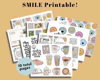 Smile Printable - Devotion - Bible Study - Scripture Writing Plan - Bible Journaling Printable (Creative Faith Cutables)