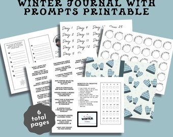 Winter Journal with Prompts Printable | DIY Winter Reflection Kit | Bullet Journal Spread Ideas