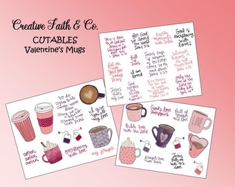 Afdrukbare kit bijbeljournaling - Valentijnsdagmokken deel 1 - Valentijnsdag (Creative Faith Cutables)