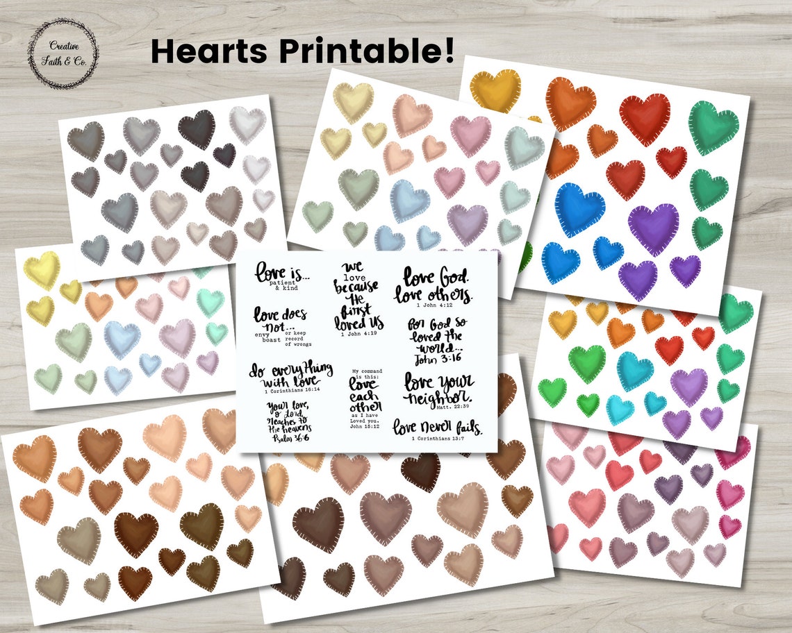 Hearts &amp; God's Love Printable creative Faith Cutables - Etsy