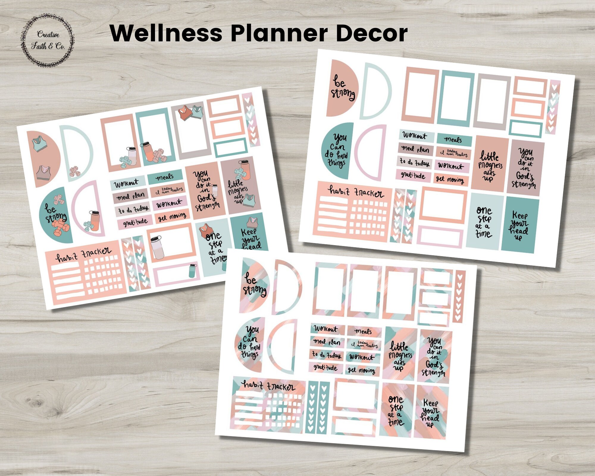 Wellness Decorative Planner Printable Calendar Happy Planner | Etsy