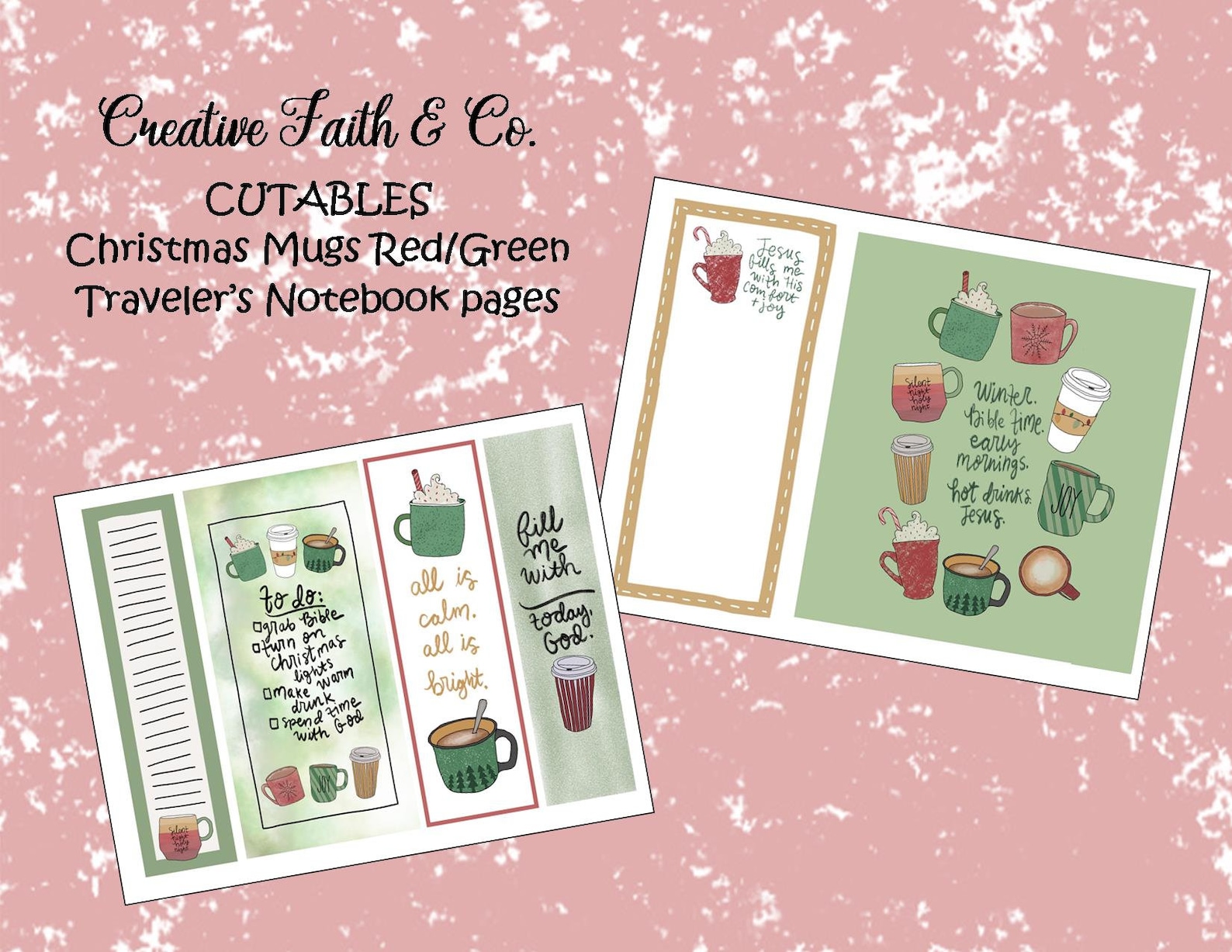 Bible Journaling Printable Kit Christmas Mugs Red/green - Etsy