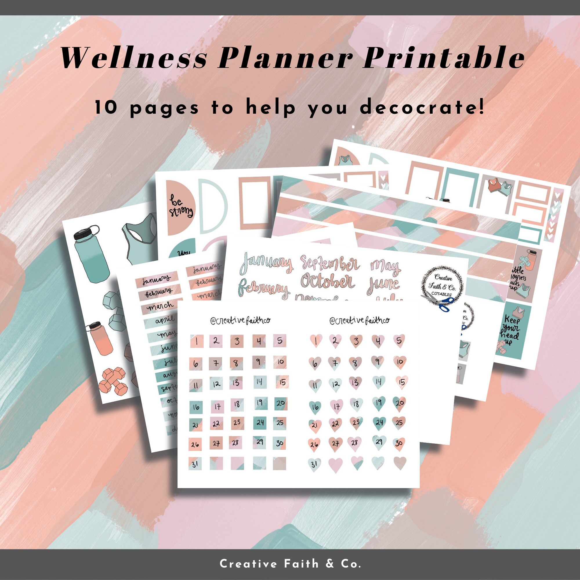 Wellness Decorative Planner Printable Calendar Happy Planner - Etsy