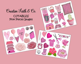 Bible Journaling Printable - Pink Pieces Images (Creative Faith Cutables)