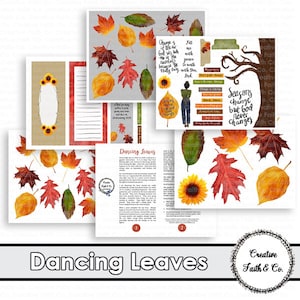 Bible Journaling Printable Devotion Kit - Dancing Leaves  (Creative Faith Cutables)