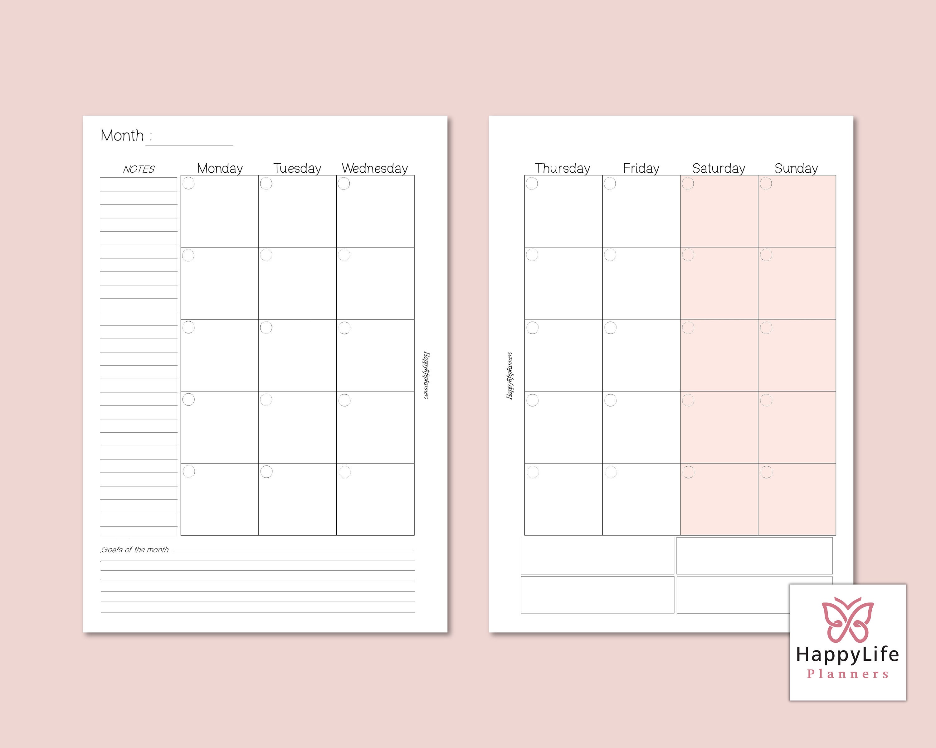 Monthly Planner | A5 Printable Inserts | Monthly Organizer Template | PDF Template | Digital ...