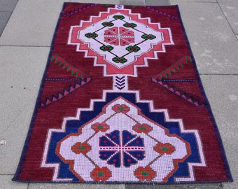 Turkish Rug, Vintage Rug, Oushak Rug, Area Rug, Handmade Rug, Organic Rug, Purple Rug, Floor Rug, Decorative Rug, Ethnic, 2,2x3,3 ft, H-3066