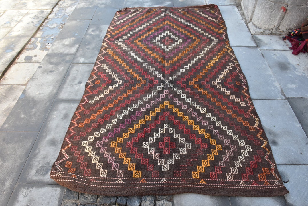 Rug Kilim, Bedroom Kilim, Red Kilim, Rugs for Floor, Turkish Kilim, 4