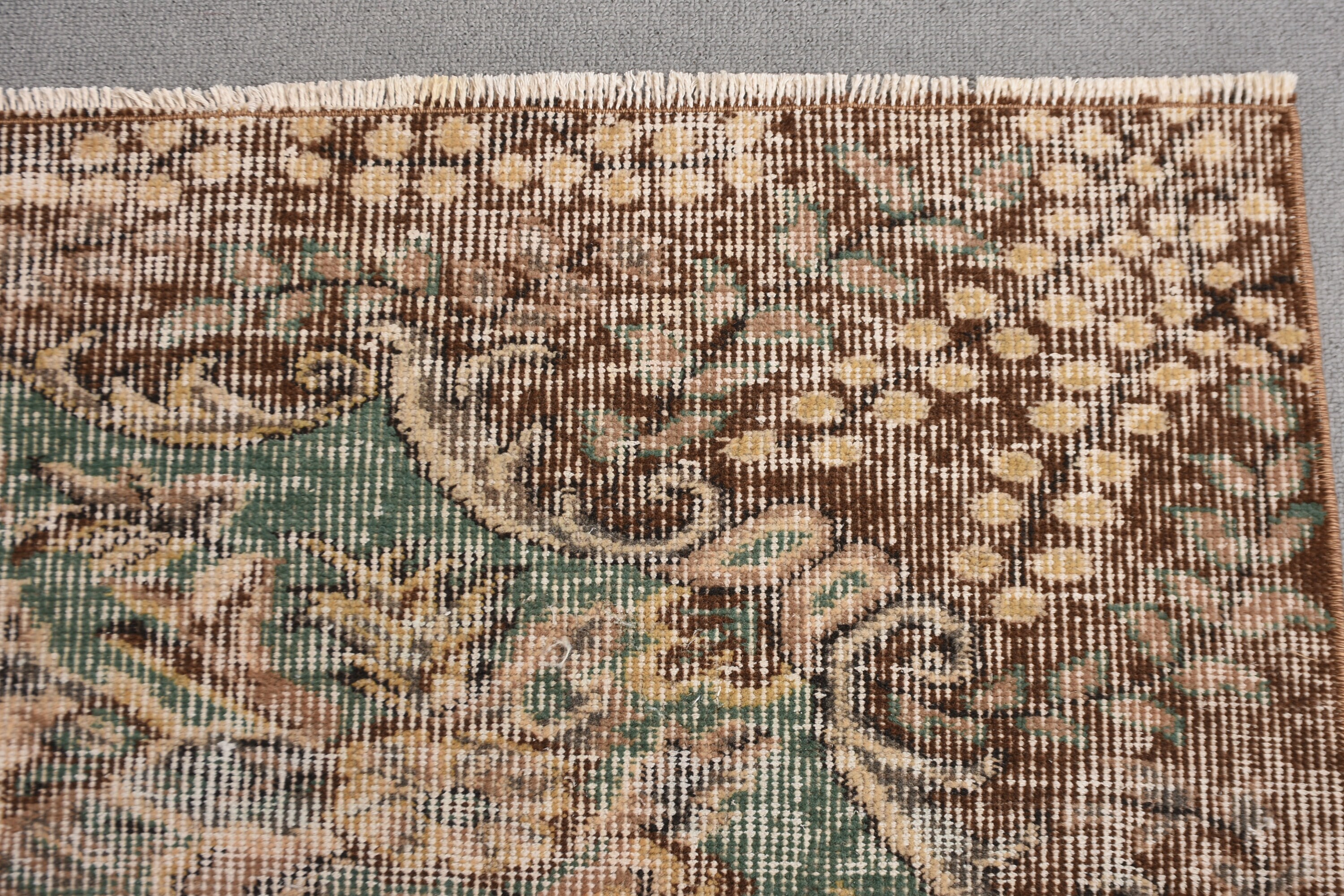 トルコラグ、3x9ランナーラグ、ヴィンテージラグ、色褪せたアナトリア