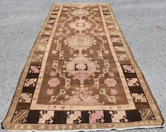 Large Carpet, Turkish Rug, Vintage Rug, Home Decor Rug, 60x134 inches Beige Rug, Decorative Living Room Rug, Office Rug, Oversize Rug, 9287