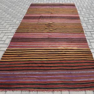 Vintage Turkse kelim, gestreept vloerkleed, handgeweven tapijt, boho-decor, 159 x 335 cm, 5 x 11 ft, huisdecoratietapijt, 10930