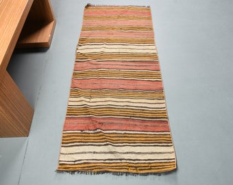 Bath Kilim, Vintage Kilim, 2.4x5.8 ft Small Kilim, Tribal Kilim, Red Kilim, Handmade Kilim, Rug Kilim, Turkish Kilim, Rugs For Gift, Nursery