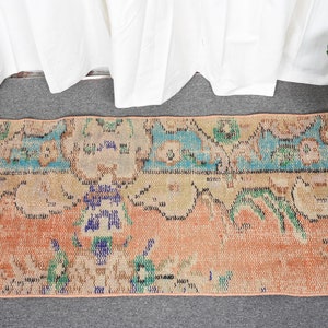 Vintage Rug, Turkish Rug, Small Rugs, Anatolian Rug, Rugs For Bathroom, 1.5x2.9 ft Orange Rug, Antique Rugs, Small Woven Rug,  13093