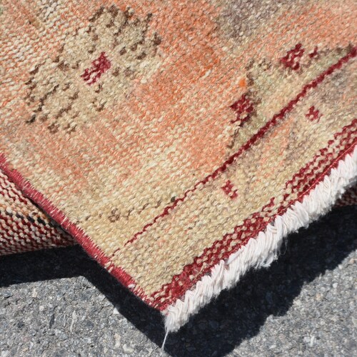 Accent Rug, Turkish Rug, Vintage Rug, Home Decor Rug, 32x77 inches Red Carpet, Office Rug, Bedroom Carpet, Outdoor shops Rug, Entry Carpet, 9356