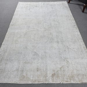 Vintage Rug, Turkish Rug, Large Rug, Anatolian Rug, Rugs For Bedroom, 5.7x9 ft Beige Rug, Vintage Oushak Rug With Fringe, Boho Rug,