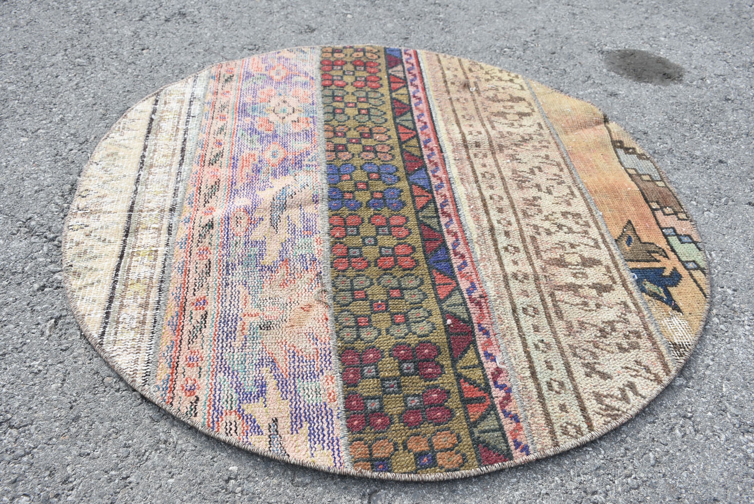 Turkish Rug Circle Rug 3x3 Feet Oriental Rug Vintage Rug | Etsy