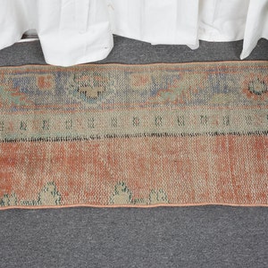 Turkish Rug, Vintage Rug, Small Rug, Anatolian Rug, Rugs For Entry, 1.4x2.8 ft Orange Rug, Door Mat Rug, Wool Rug, Small Tribal Rug,  13139