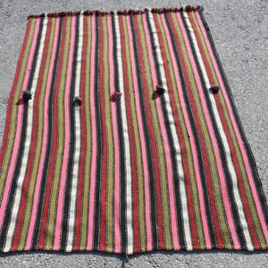 Turkish Kilim, Striped Kilim, 4x5.4 feet, Area Kilim, Antique Kilim, Handmade Rug, Vintage Kilim, Oriental Kilim, Decor Rug, Wool H- 6615