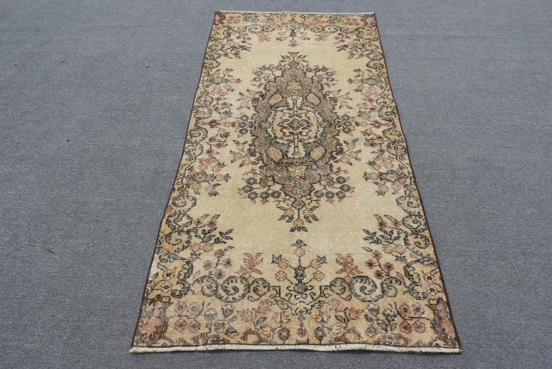 3.2x6.7 ft Accent Rugs, Rugs For Entry, Vintage Rug, Beige Bedroom Rugs