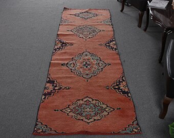 Turkish Rug Runner Vintage Anatolian Rugs For Kitchen 2.8x9.2 ft Red Stair Hand Woven Hallway Office Home Decor Abstract Ethnic Turkey Aztec