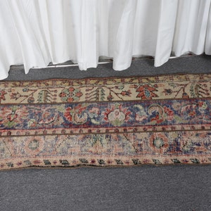 Kleiner Teppich, Kleiner Teppich, Türkischer Teppich, Vintage Teppich, Oushak Teppich, Geschenkteppich, 4 x 1,5 m, Patchworkteppich, Kleiner Eingangsteppich, 13188